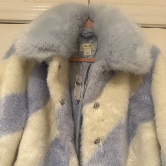 Maeve Faux Fur Stripe Coat in Blue Motif from Anthropologie New🆕 & Never Worn😍 - Picture 13 of 16